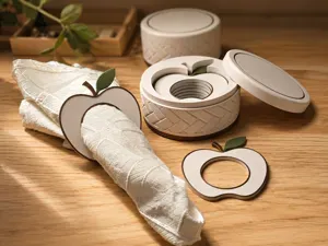 Apple Napkin Rings with Woven Storage – Set of 12