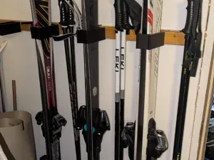Vertical wall mounted Ski and Poles Holder