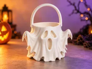 Ghost Halloween Candy Bowl with Handle