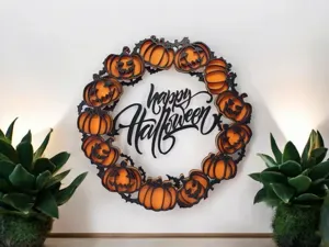 Happy Halloween Wreath - Wall / Window hanging
