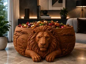 Majestic Lion Candy Bowl-Elegant Lion Snack Bowl