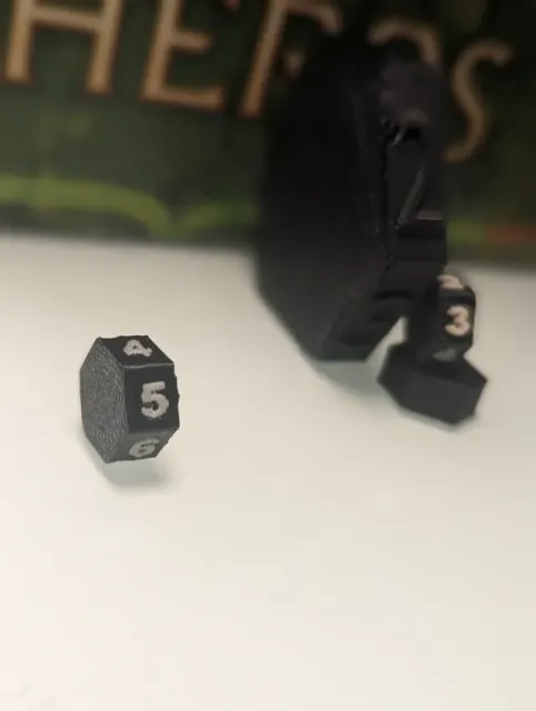 Numbered hexagon dial for Steampunk Rally game piece replacement