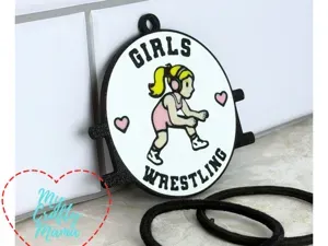Girls wrestling hair tie keychain