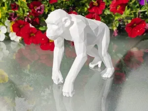 Geometric Low Poly Chimpanzee Figurine