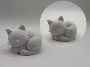 Cozy Chibi Cat – curled sleeping kitty