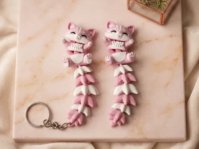 Fluffy Tail Cute Flexi Cat Toy / Keychain — Фото 4 из 8