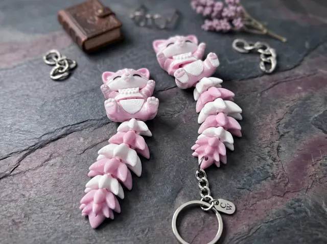 Fluffy Tail Cute Flexi Cat Toy / Keychain — Фото 5 из 8