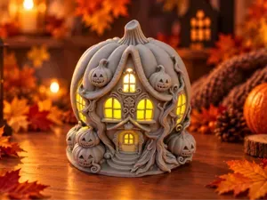 Kürbishaus – Halloween LED-Deko