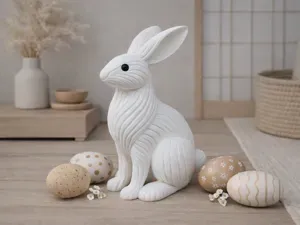 Japandi Easter Bunny - Ribbed Decor