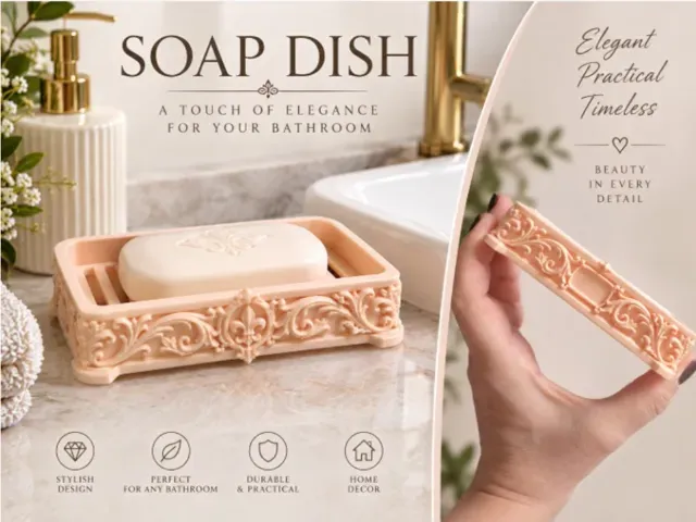 Elegant Baroque Soap Dish with Drain Tray