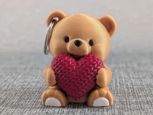 Valentine's Teddy Bear with Knitted Heart Keychain