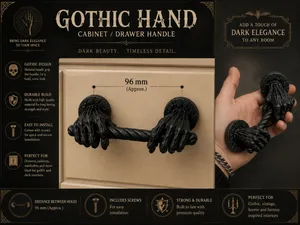 Gothic Hands Cabinet Handle – 96 mm Furniture Pull