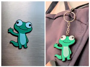 Cute Tom Lizard Magnet & Keychain – Layered Design