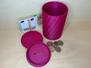 Spardose, Dose mit Sicherheits- Linksgewinde 