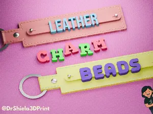 LEATHER CHARM BEADS. LETTERS AND NUMBERS
