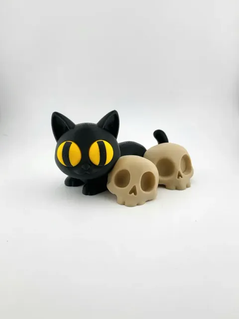 Black Cat & Skulls Modello 3D Cute & Gothic no ams — Image 5 of 7