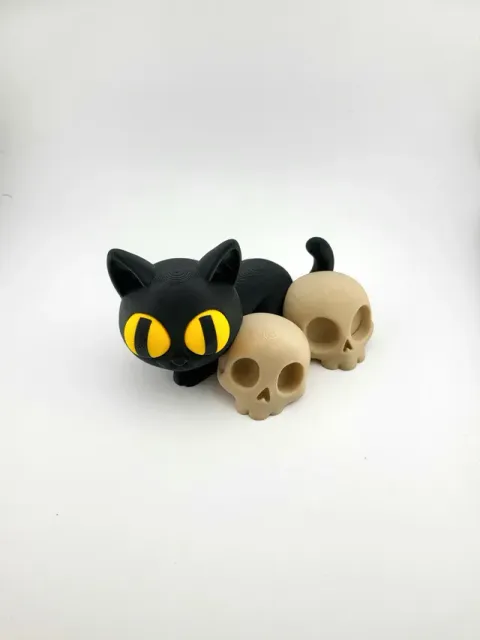 Black Cat & Skulls Modello 3D Cute & Gothic no ams — Image 4 of 7