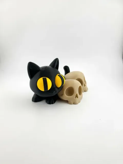 Black Cat & Skulls Modello 3D Cute & Gothic no ams — Image 3 of 7