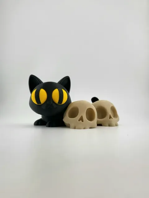Black Cat & Skulls Modello 3D Cute & Gothic no ams — Image 7 of 7