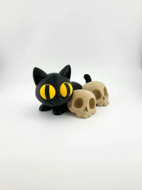 Black Cat & Skulls Modello 3D Cute & Gothic no ams — Image 6 of 7