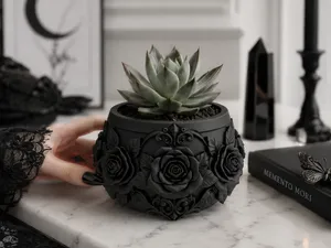 Goth Rose Succulent gothic Planter Pot