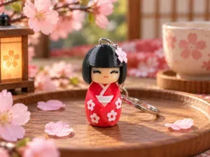 Sakura Kokeshi Doll Keychain