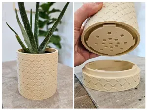 Basket Weave Planter with Hidden Drip Tray