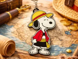Snoopy Monkey D. Luffy, one piece - keychain