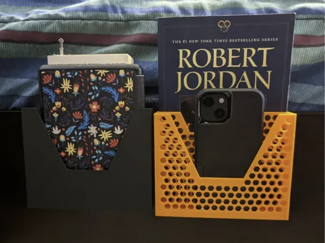 Bedside Caddy for Books and Phone Storage