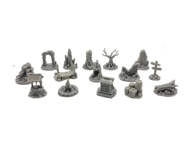Fantasy Terrain Miniatures Set Scenery Pieces