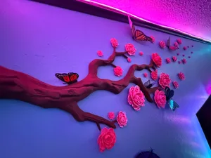 Wind Blown Cherry Blossom Branch Wall Art