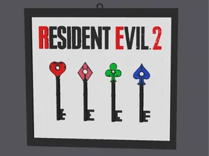 Resident Evil 2 RPD Key collections wall art.