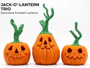 Halloween Pumpkin Jack-O'-Lantern Trio