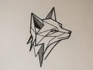 Geometric Wolf Head Wall Art (Low Poly / Line Art)