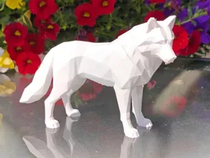 Geometric Low Poly Wolf Figurine