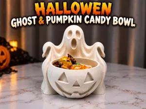 Halloween Ghost & Pumpkin Candy Bowl