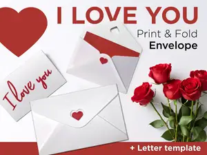Valentine - I Love you - Envelope + Love letter