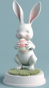 Easter Bunny Rabbit Holding Egg