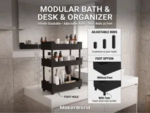 Modular Ribbed Bath, Desk & Kitchen Organizer