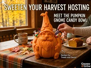 Pumpkin Gnome Candy Bowl - Autumn Halloween Decor