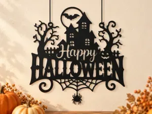 Happy Halloween – Haunted House Hanging Sign