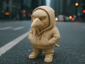 Streetstyle-Rabe im Hoodie
