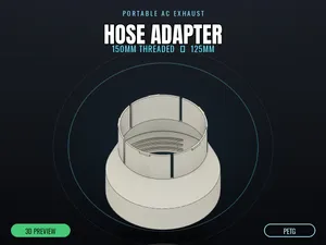Portable AC Hose Adapter 150mm Threaded to 125mm