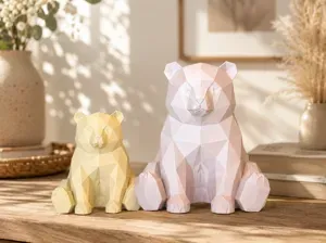 Low-Poly Bär sitzend - Dekofigur