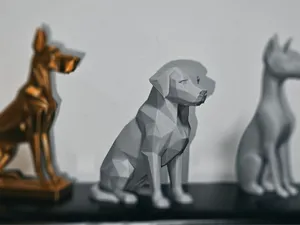 低多边形 拉布拉多Labrador-动物雕塑装饰摆件