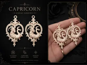 Gothic Capricorn Zodiac Earrings