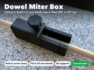 Dowel Miter Box with Built-in Clamp - Customizable