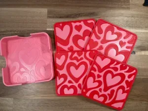 Abstract Valentine’s Heart Coasters