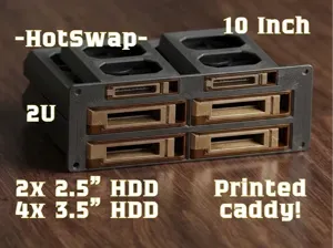 10" Rack 2U 4x 3.5" + 2x 2.5" hotswap HDD Module