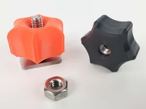 Embedded pass through nut knob for 1/4" nut